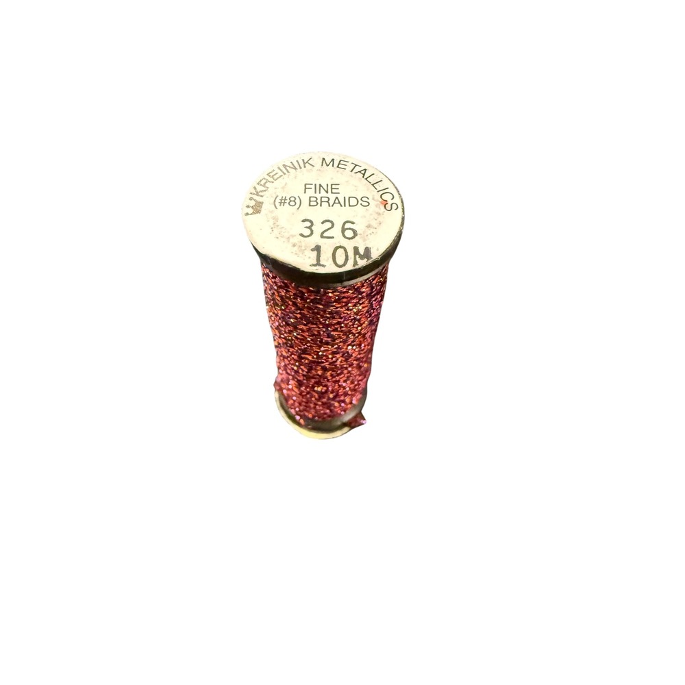 Kreinik Fine #8 Braid 10M Hibiscus 326 New Metallic Embroidery Thread